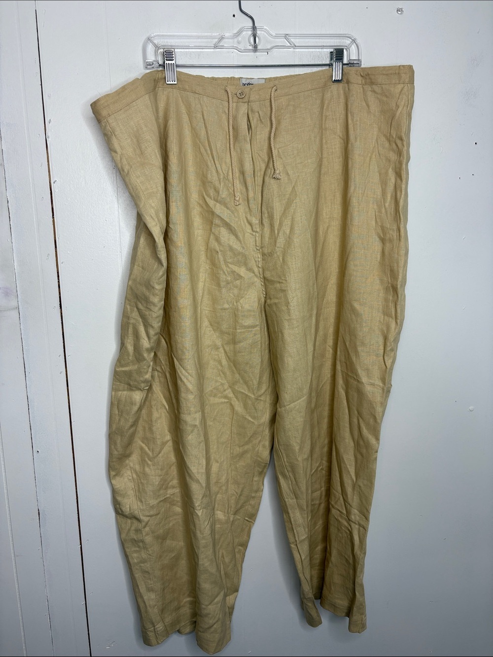 Bridgewater Studio Pants Womens 28W Linen Beige Tapered Straight Leg Coastal